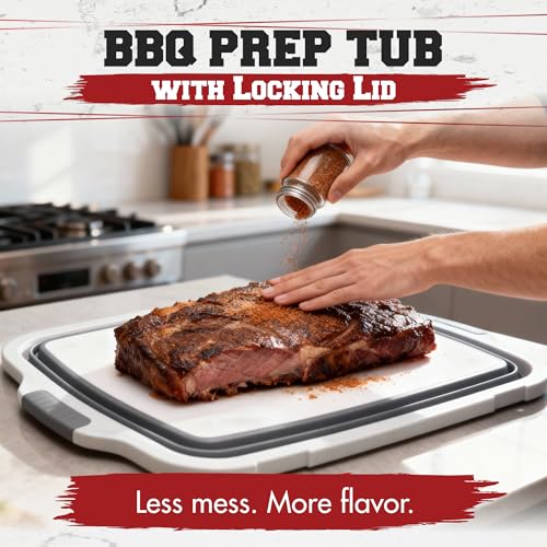 X-Large Collapsible BBQ & Smoker Prep Tub with Locking Lid - Gray
