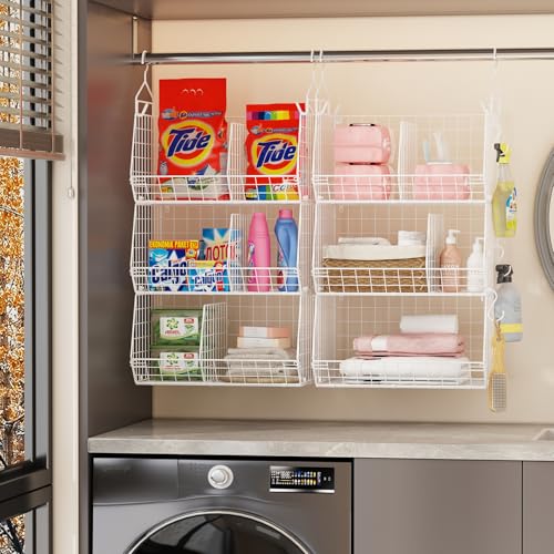Jautokerdar 6-Tier White Hanging Closet Organizer with Dividers & Hooks