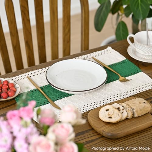 Artoid Mode 12 x 18 Dark Green Placemats Set of 6 – Rustic Christmas Linen Mix