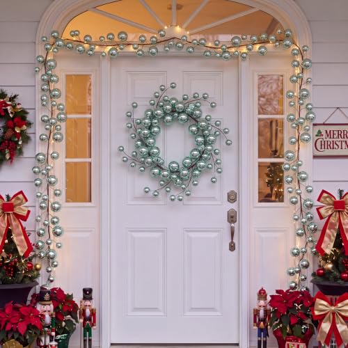 Suncalla 6 ft Green Christmas Ball Garland - Holiday Tree & Mantel Decor (Green / Christmas Ball Garland)