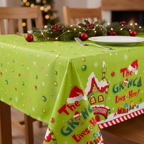 Green Christmas Tablecloth 3 Pack – 70.9 x 42.5 in Disposable Waterproof Rectangular