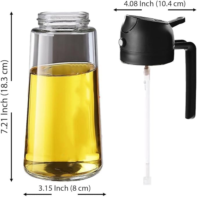 WANISHQ 16oz/470ml Glass Olive Oil Sprayer for Cooking - 2 in 1 Olive Oil Dispenser for Kitchen Gadgets, Air Fryer, Salad, and BBQ - Black