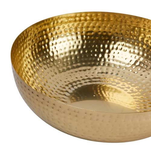Creative Co-Op Round Hammered Metal Serving and Mixing Bowl, Gold