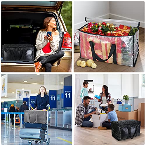 8-Pack Oversized Moving Bags with Reinforced Handles - Heavy-Duty Storage Tote for Clothes & Moving Supplies - Clear