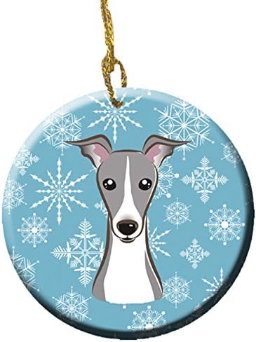 Snowflake Italian Greyhound Ceramic Ornament - 3" Christmas Tree Decoration