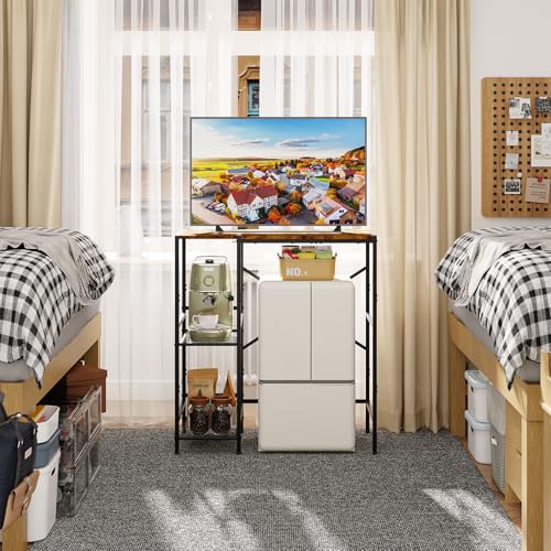 Mini Fridge Stand with Storage Shelves - Reversible Kitchen Organizer, 34x15.7x36.3 Inches, Brown
