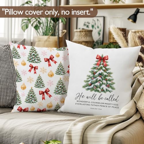 Lengues Christmas Red Bow Pillow Covers 18x18 Set of 2 Xmas-16