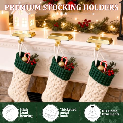 Seifar 2 Pack Gold Christmas Stocking Holders for Mantle, Heavy Duty