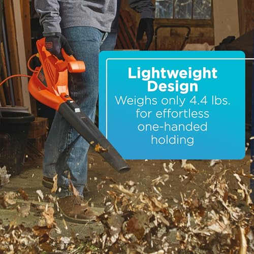 BLACK+DECKER 7-Amp Handheld Electric Leaf Blower - Corded, 180 MPH, Blower Only