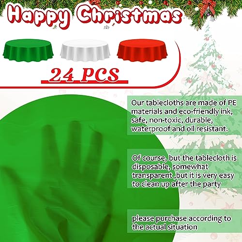 Juexica 24 Pcs Round 84in Disposable Christmas Tablecloths Red Green White