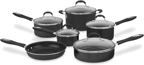 Cuisinart Advantage Nonstick Cookware Set - 11-Piece Aluminum Pots & Pans for Quick Heating | Dishwasher Safe
