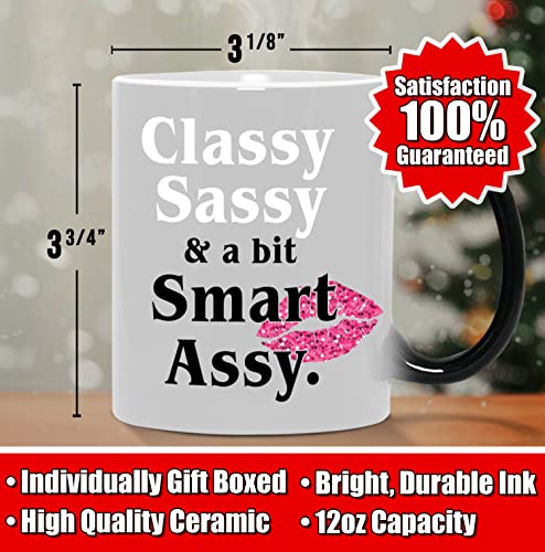 GR8AM Classy Sassy 12oz Color-Changing Ceramic Coffee Mug - Funny Gift for Women