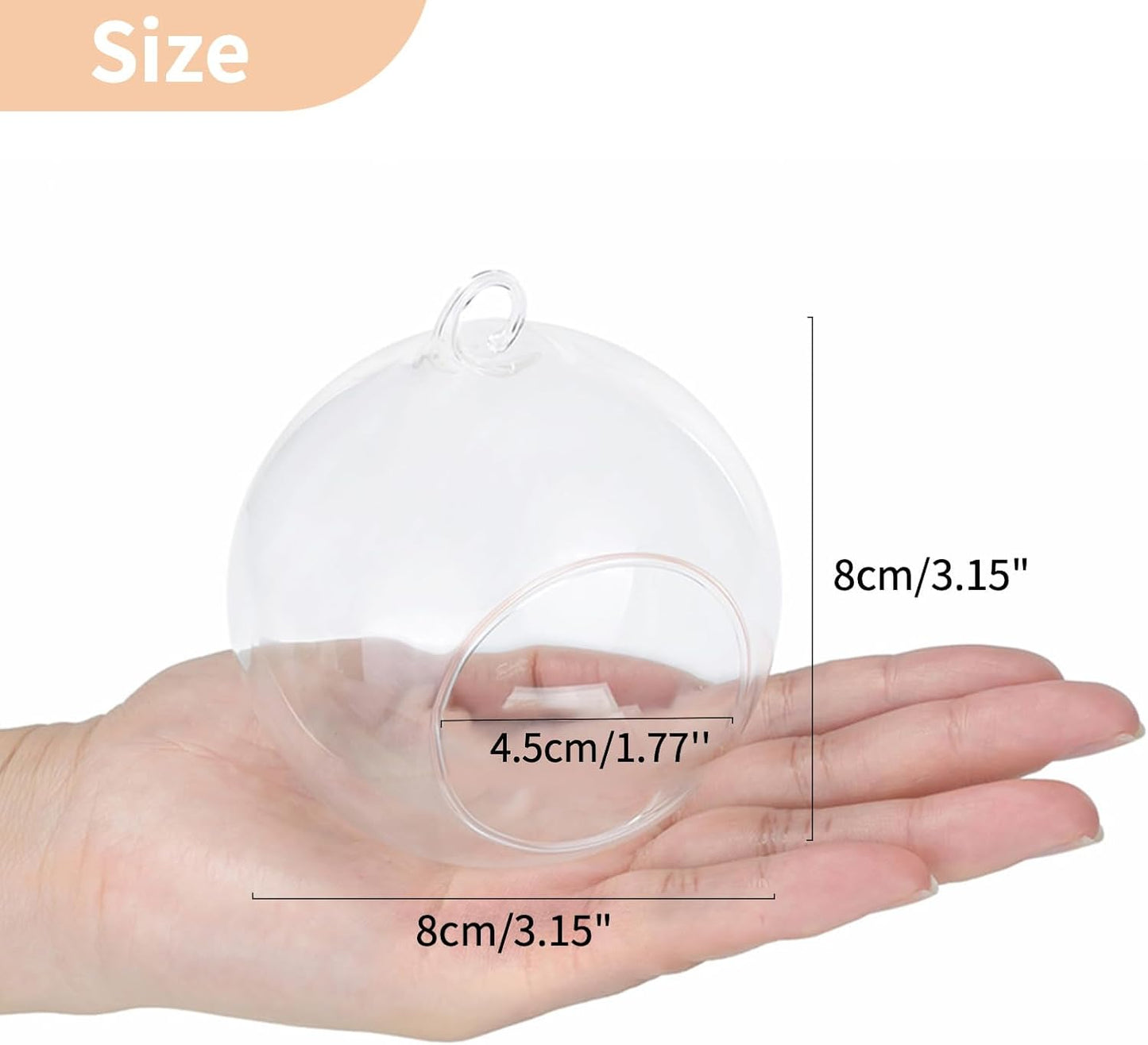 Skiennix 12 Pcs Glass Tealight Holders - 3.15" Hanging Globe Orbs for Air Plants & Candles | Indoor/Outdoor Decor