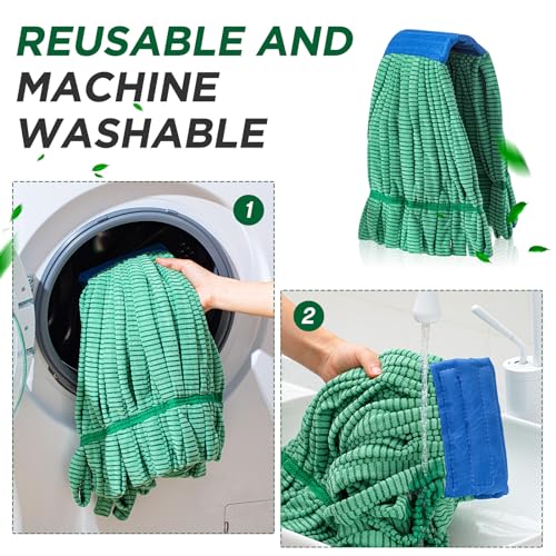 Green Hushee 6-Pack Large Microfiber Tube Mop Heads - Heavy Duty, Looped End, 18 oz
