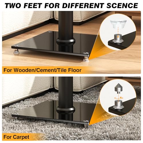 Universal Speaker Stands Pair with Anti-slip Pads, Height Adjustable 32-43 Inch, 360° Swivel, Cable Management
