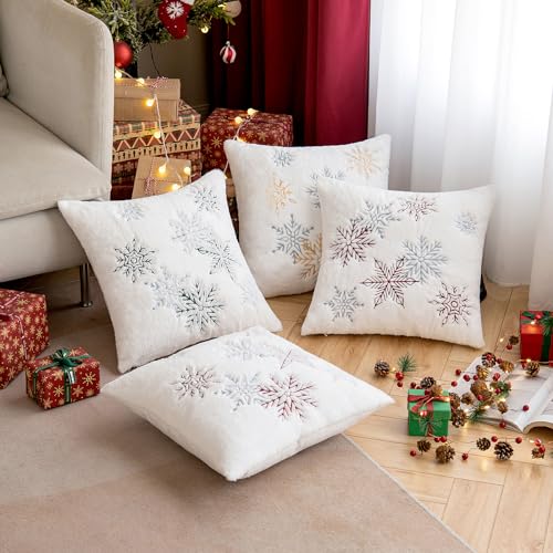 MIULEE Christmas Throw Pillow Covers Pack of 2 18x18 Inch Red Holiday Decor