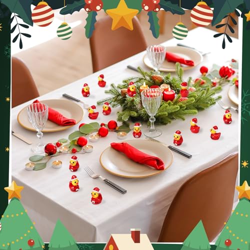 Foilswirl 50 Pcs Christmas Mini Resin Santa Claus Duck Figurines - Festive Holiday Decor