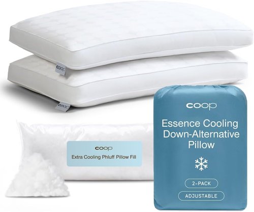 Coop Home Goods Adjustable Cooling Pillows - Set of 2 Queen Size for Hot Sleepers | Luxury Cool-Touch Comfort 27x17