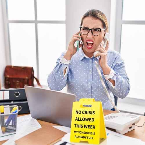 Funny Boss Gifts for Women Men - Fun Gag Office Cubicle Decor Desk Sign for White Elephant Christmas Coworker Teammate Employee Hr Manager Supervisor Leader, No Crisis Allowed This Week
