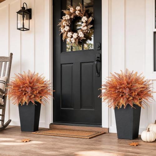 Artificial Fall Ferns Topiary Ball Trees Set of 2 for Porch & Garden Decor