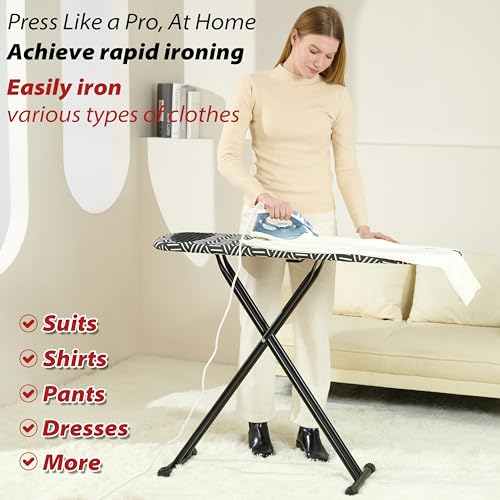 Caius 43"x13" Adjustable Ironing Board with 7 Heights, Space-Saving, Stable