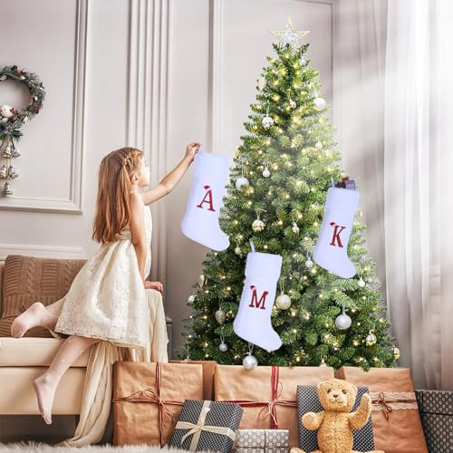 Sailup 20 Inch Monogram Christmas Stocking with Letter O - White Velvet & Plush Cuff