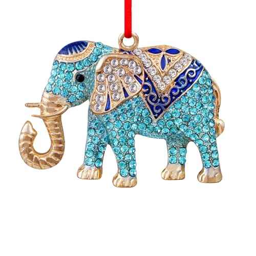 D24TIME Elephant Christmas Ornament - Metal Teal Ornament for Christmas Tree Friendship Sisterhood Elephant Ornaments for Women Kids Home Decorations Hanging Gifts