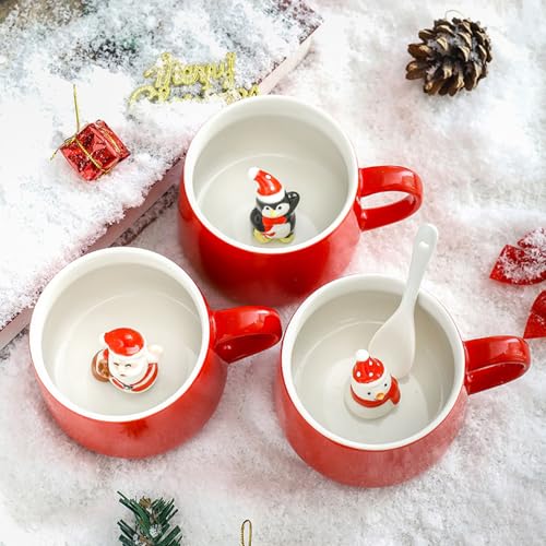 Penguin NDLBS Christmas 3D Mug - 12oz Ceramic Teacup with Santa/Penguin Inside