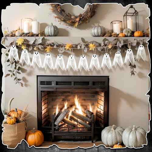 36 Pcs Halloween Ghost Hanging Ornaments 3.94 Inch Hanging Ghosts Tree Ornaments Farmhouse Rustic Mini Flying Decoration for Haunted House Party Yard Small Tree Decor