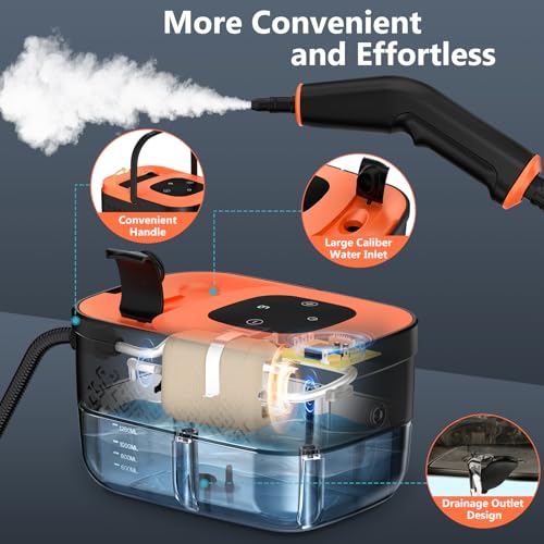 Portable Handheld Steam Cleaner with 16 Accessories - Light Orange