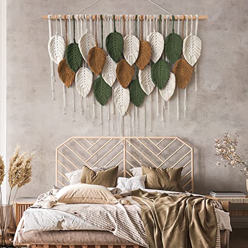 Large Boho Macrame Wall Hanging Tapestry 39x29.5 inches with Wooden Rods