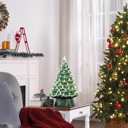 Mr. Christmas 18 Inch Nostalgic Ceramic Christmas Tree with White Lights and Star