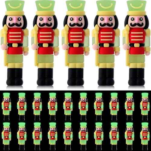 Chunful 25 Pcs Christmas Luminous Nutcrackers Figures Nutcracker Mini Soldier Figurines Glow in The Dark Christmas Decorations for Party Favors Bag Fillers Outdoor Dollhouse Collectible Decor Gifts