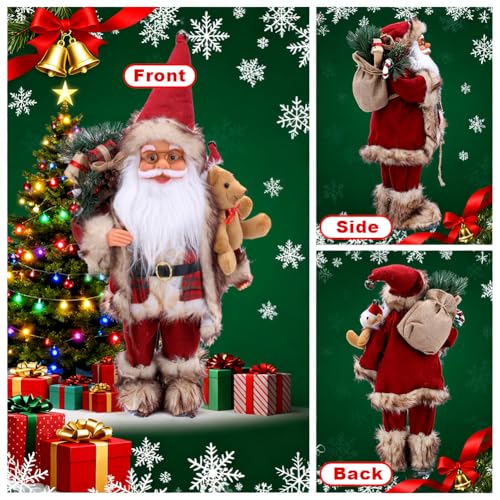 Eforcase Red Santa Claus Figurine - 18-Inch Christmas Standing Decor