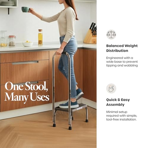Adult Step Stool with Handle for Kitchen Bathroom Bedroom