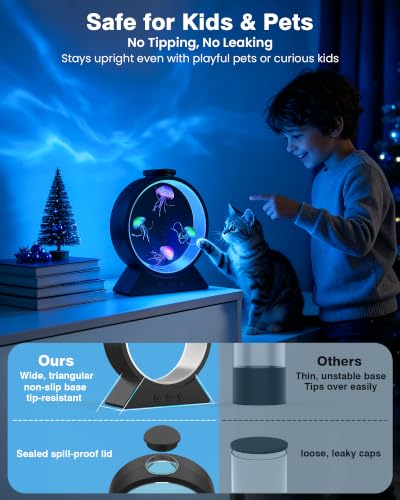 Jellyfish Lamp for Sleep Anxiety Calming Night Light Bedroom(Black)