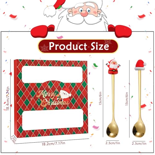 MOJMBSBY 6 Pcs Golden Christmas Spoons Set - Festive Stainless Steel Cutlery