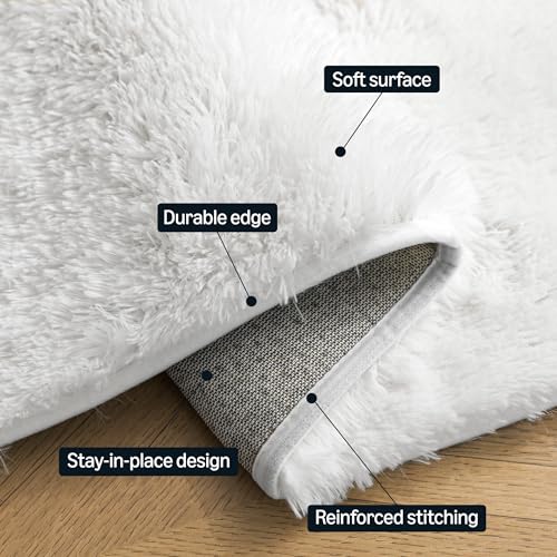Amazon Basics 8x10 Cream Fluffy Washable Shag Area Rug with Memory Foam Support