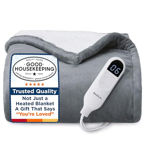 Bedsure Heated Blanket Throw with Preheat Function - Fast Heating
