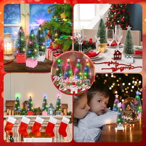 Mini Christmas Tree with Lights, 8 Pack Tabletop Lights for Indoor