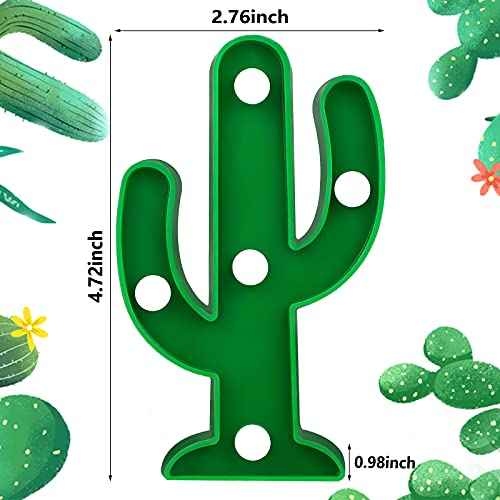 Jutom 4 Pieces LED Cactus Light up Mexican Party Decorations Cactus Fiesta Table Decor Cinco De Mayo Supplies Cute Night Lamp for Table Bedroom Party Supplies(4.72 x 2.76 Inch)
