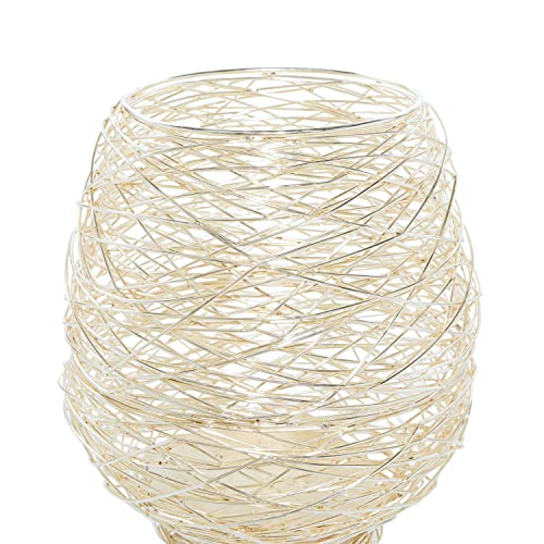 CosmoLiving by Cosmopolitan Metal Indoor Outdoor Candle Lantern Tealight Decorative Lantern Candle Holder, Set of 2 Lantern 13", 10"H, Gold