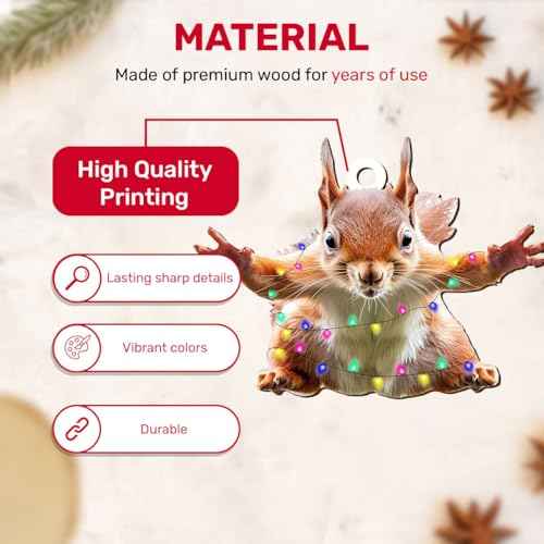 2 Side Wooden Vacation Movie Flying Squirrel Christmas Ornaments 2025, Keepsake Gift for Men & Women, Christmas Tree Decorations