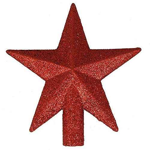 Kurt Adler H9766 4" Petite Treasures Red Glittered Mini Star Christmas Tree Topper - Unlit