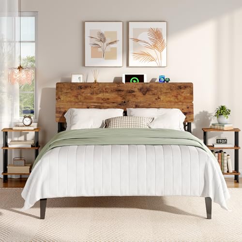 Height-Adjustable Headboard with Outlets - Full Size, Ergonomic Design & Storage Shelf