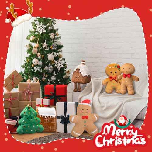 Gingerbread House Pillow, Cute Snow House Plush Throw Pillow 12.5", Stuffed Christmas Holiday Decor