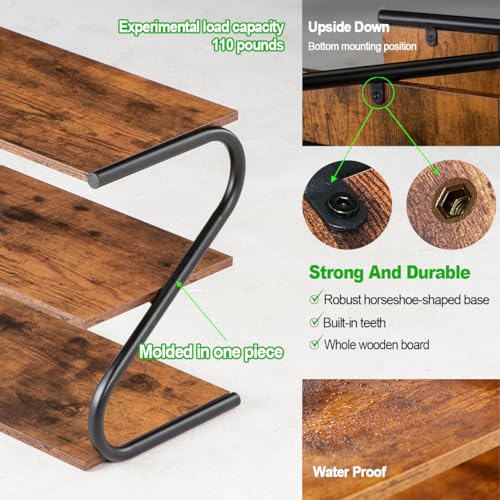 Aroktake Rustic Small Wooden Shoe Rack for Entryway Closet - 10.35 x 17.20 x 15.75 Inches