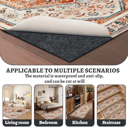 9' x 12' Waterproof Non-Slip Rug Pad for All Floors Felt Cushion for Carpets