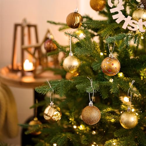Valery Madelyn Christmas Ornaments Set 30pcs 2.36in Rustic Shatterproof Holiday Decorations