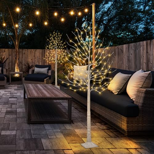 TVAL 2 Pack 6ft Lighted Birch Trees for Indoor Outdoor Christmas Decor - Realistic & Energy-Efficient